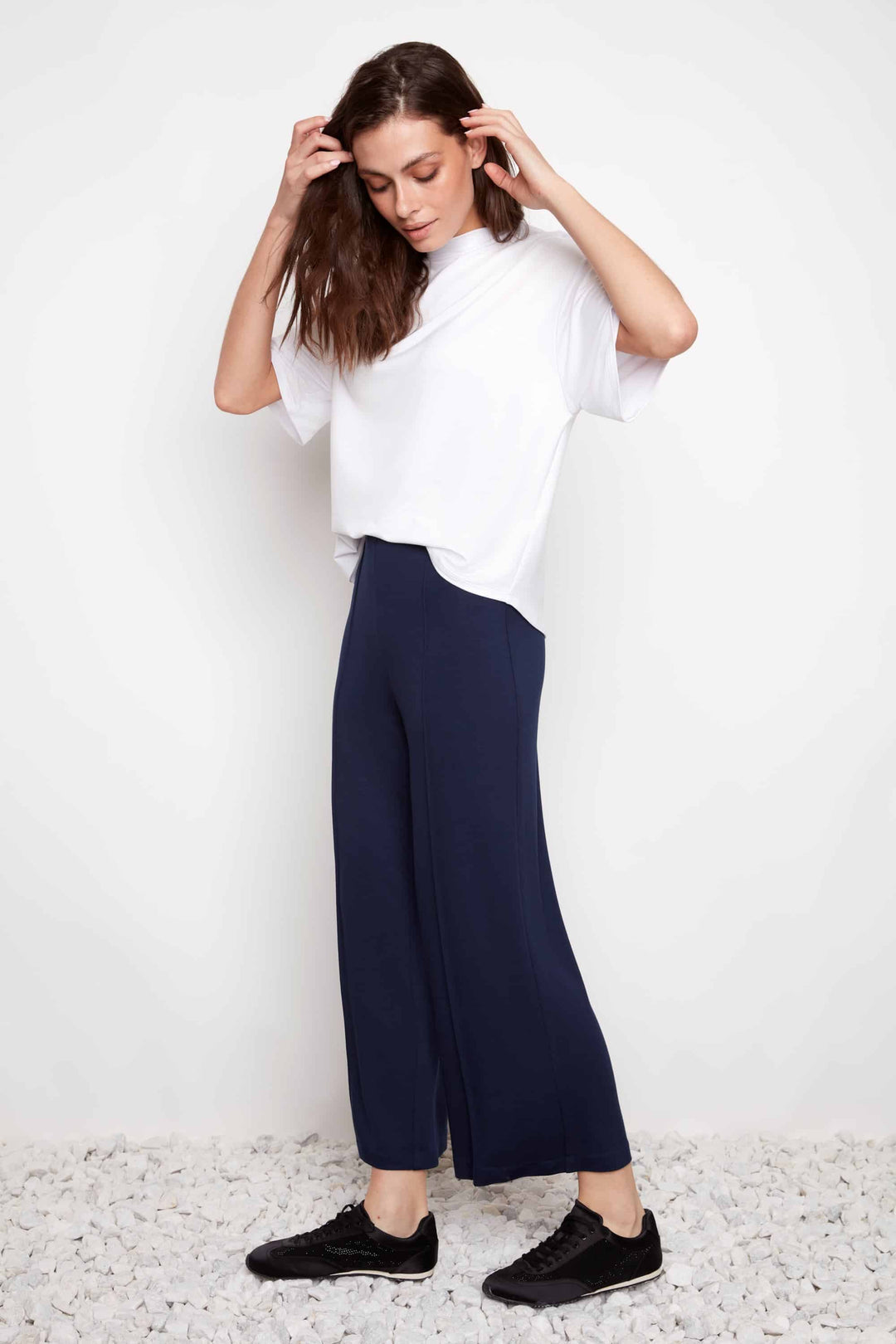 Provence Wide Leg Pintuck Cropped Pant