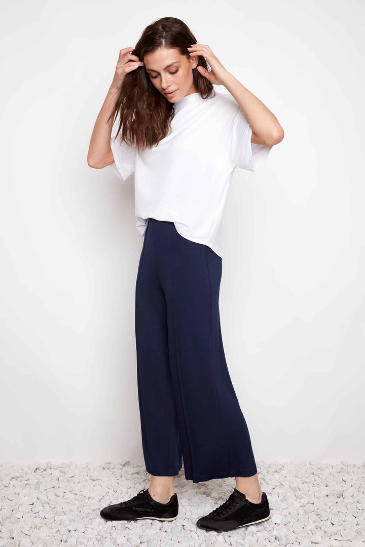 Provence Wide Leg Pintuck Cropped Pant