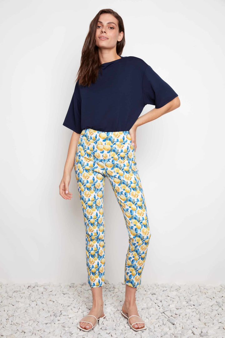 Lemon Blossom Techno Petal-slit Ankle Pant Style 68876