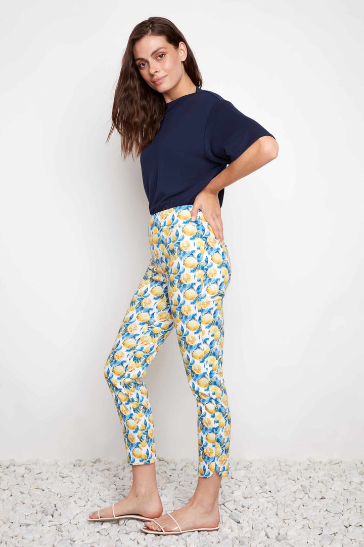 Lemon Blossom Techno Petal-slit Ankle Pant Style 68876