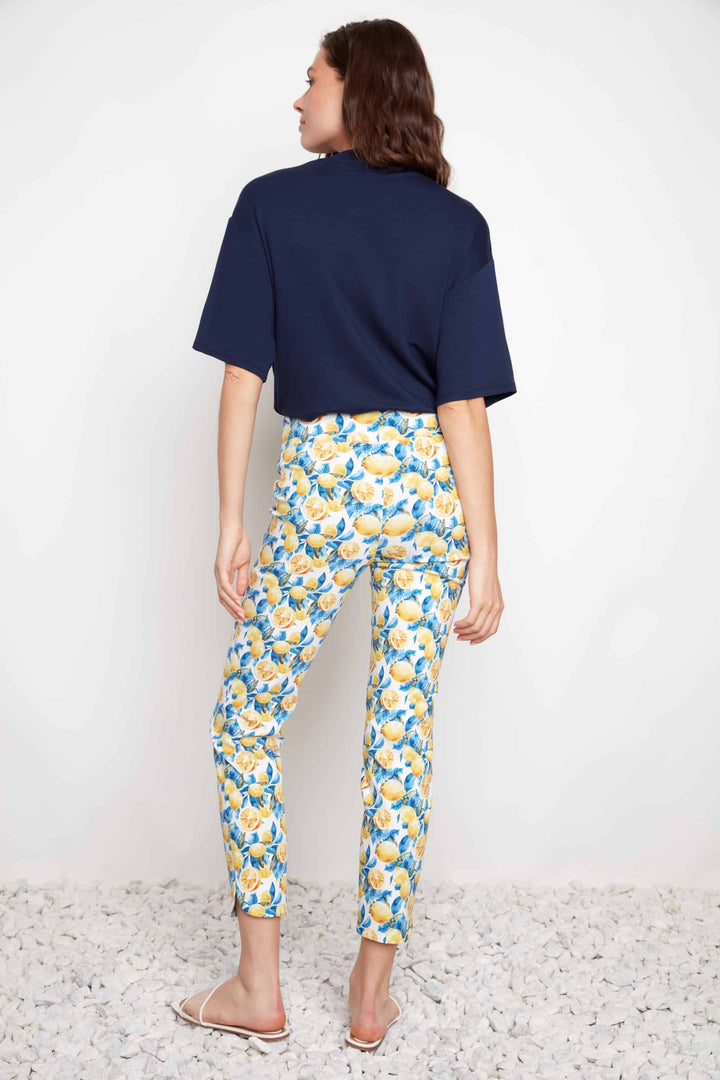 Lemon Blossom Techno Petal-slit Ankle Pant Style 68876