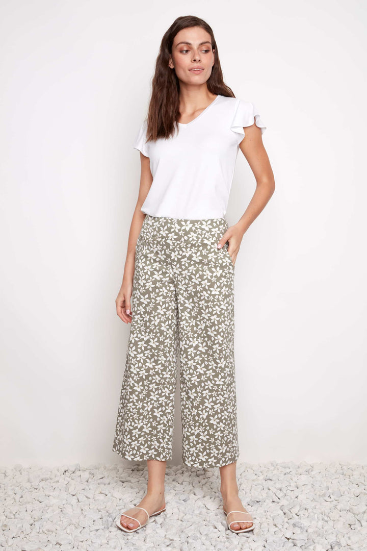 Wild Daisy Techno Wide Leg Cropped Pant Style 68882