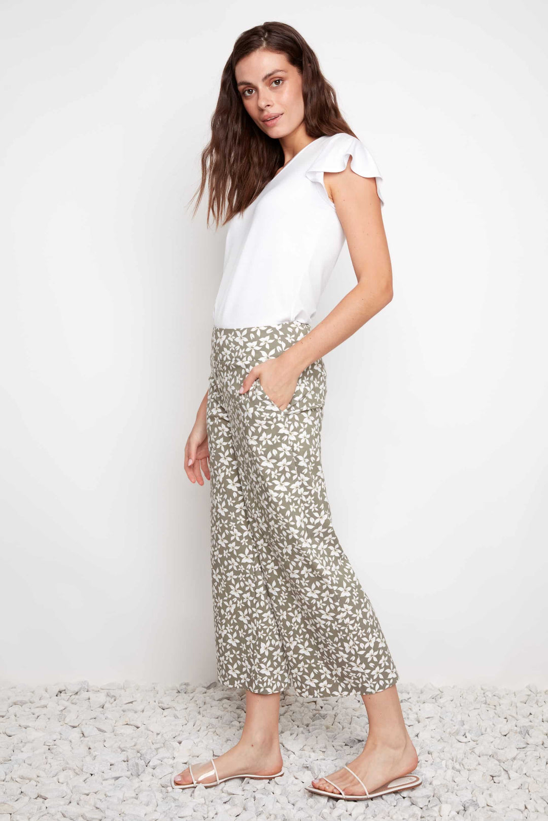 Wild Daisy Techno Wide Leg Cropped Pant Style 68882