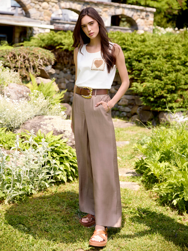 Air Flow Satin Belted Wide Leg Trousers