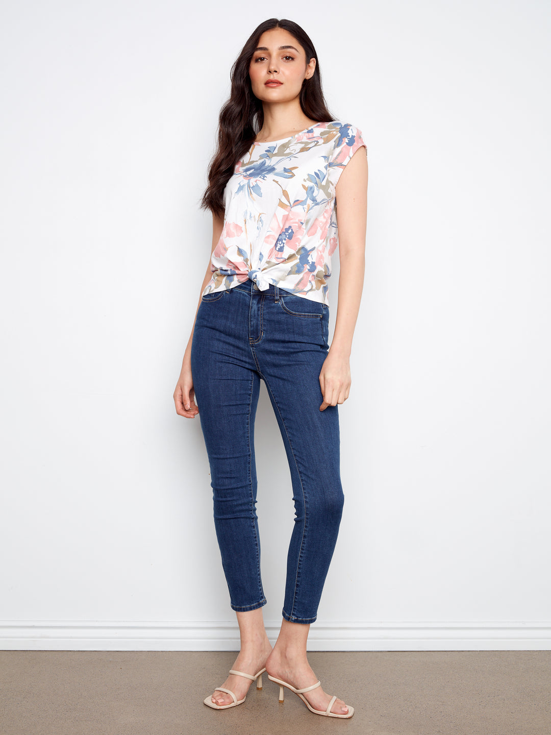 Printed Cotton Front Knot Top