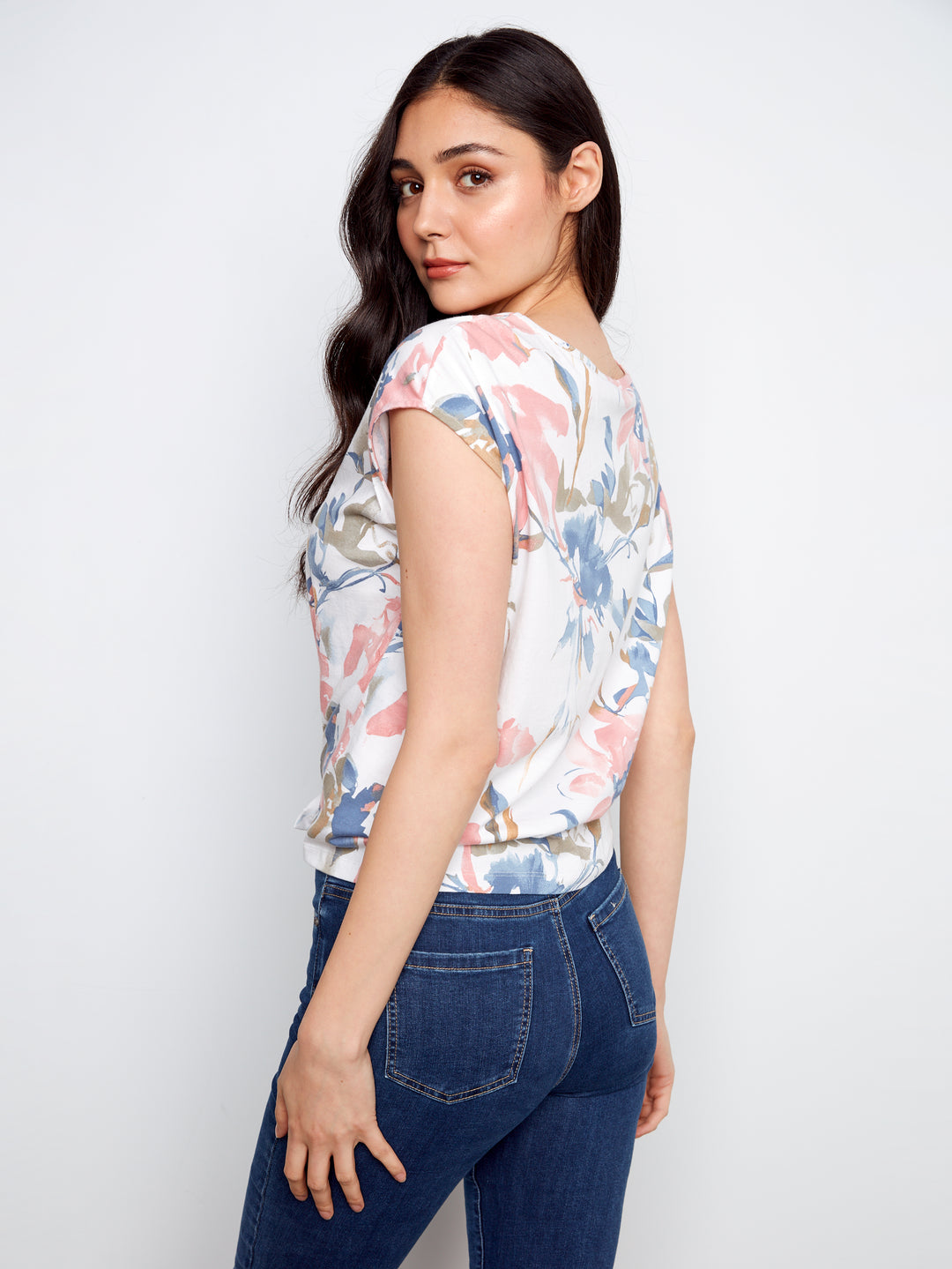 Printed Cotton Front Knot Top