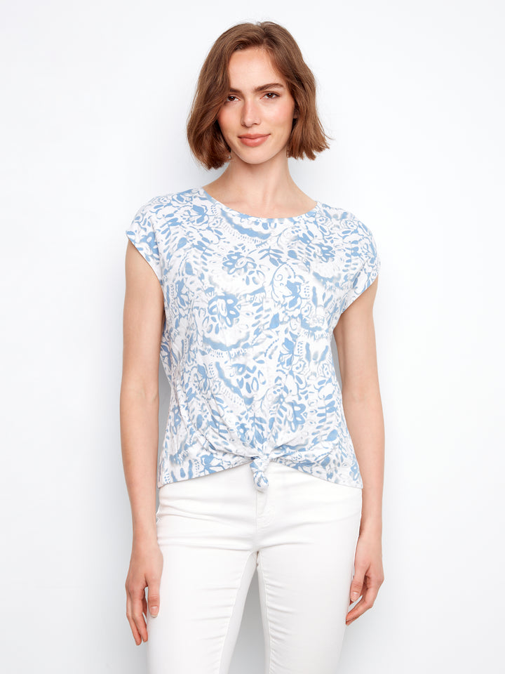 Printed Cotton Front Knot Top