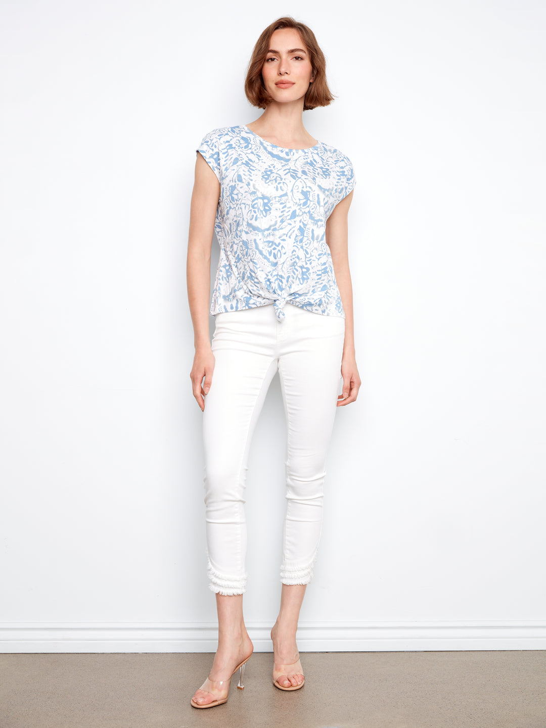 Printed Cotton Front Knot Top