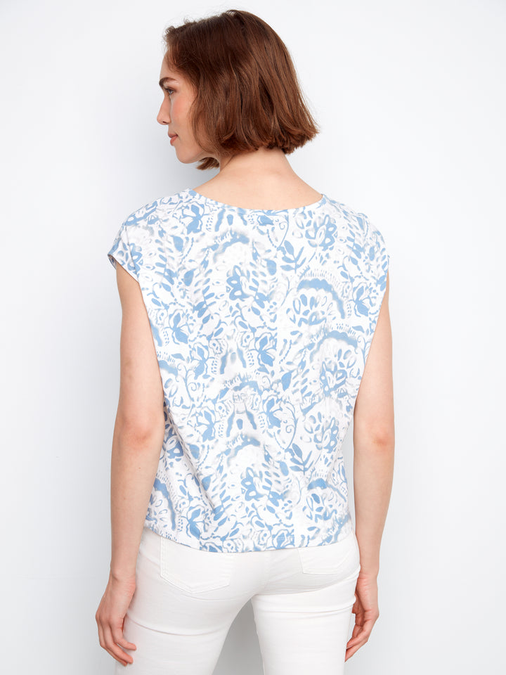 Printed Cotton Front Knot Top