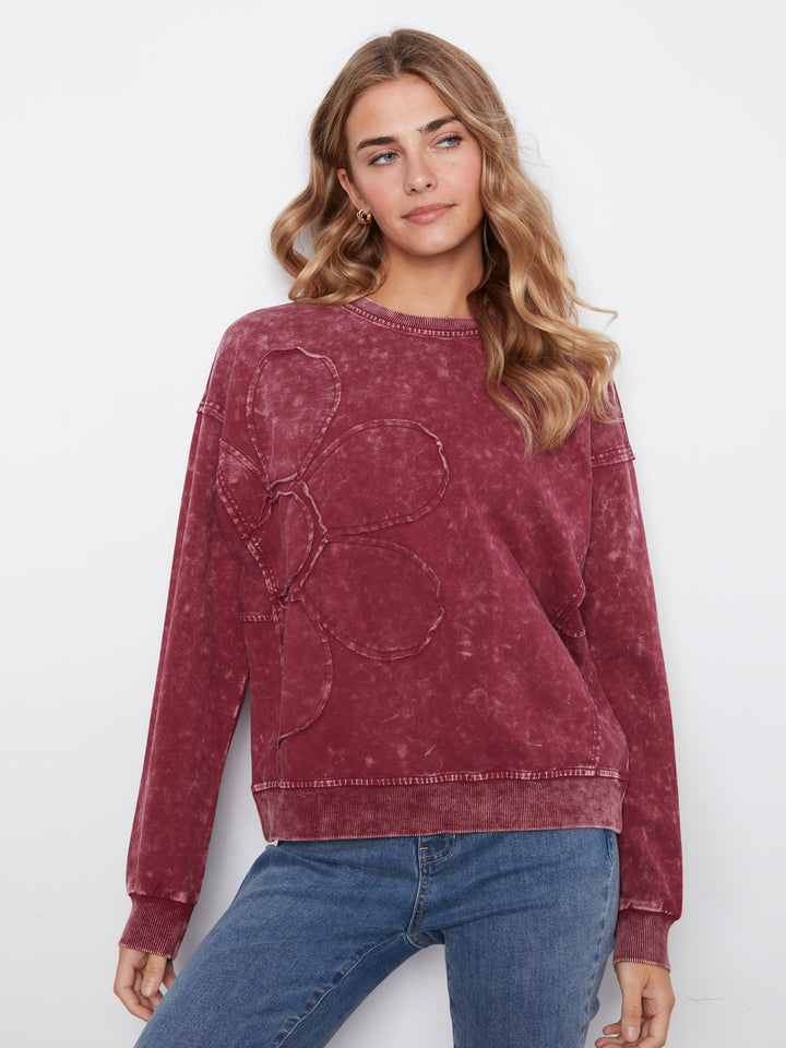 Long Sleeve Top With Flower Applique