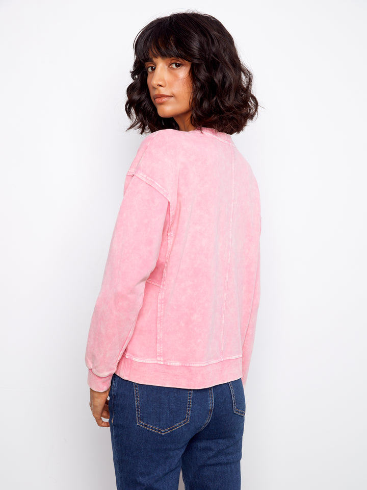 Long Sleeve Top With Flower Applique