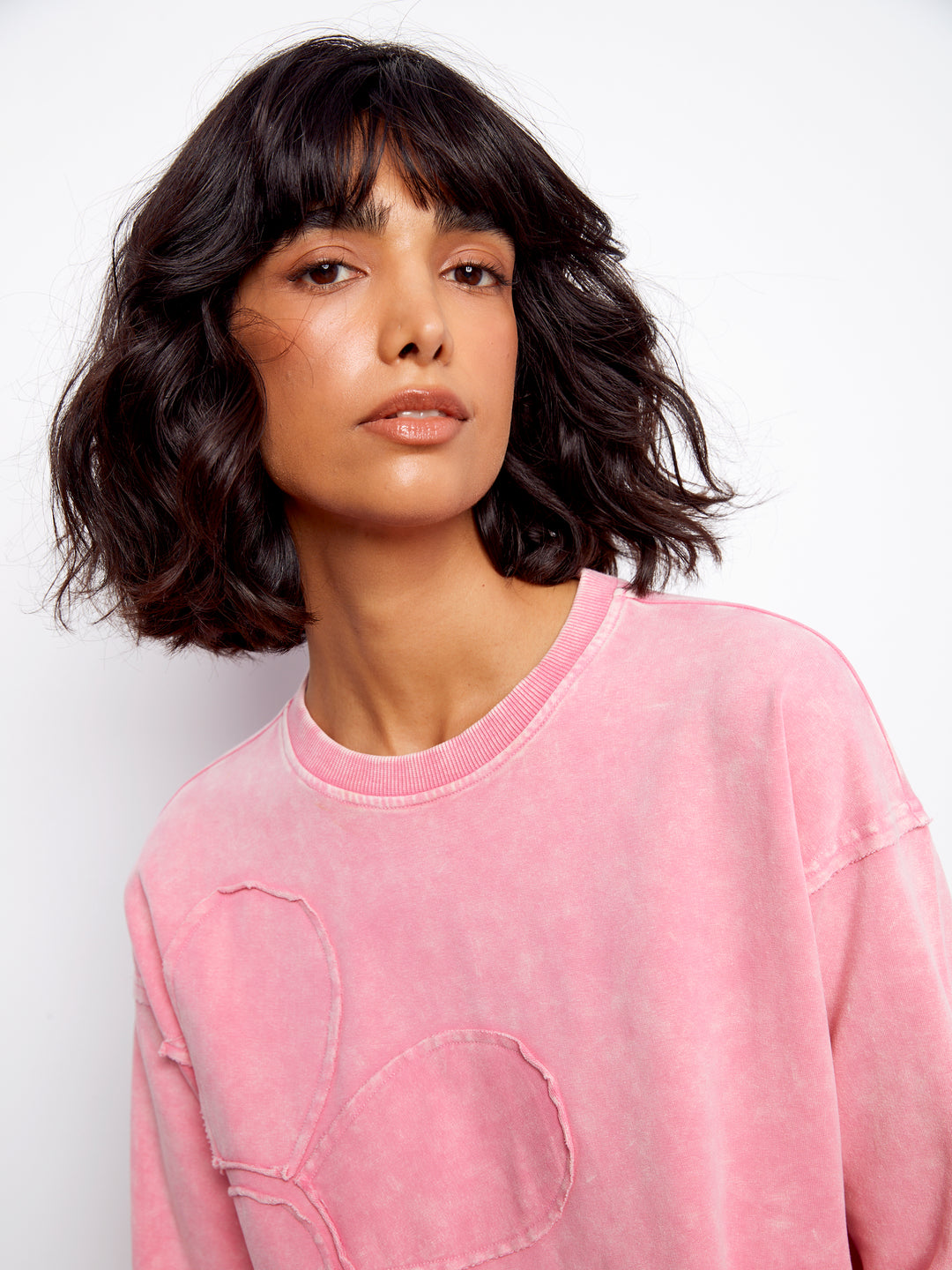Long Sleeve Top With Flower Applique