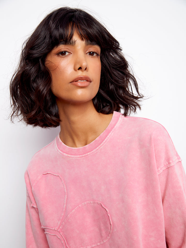 Long Sleeve Top With Flower Applique