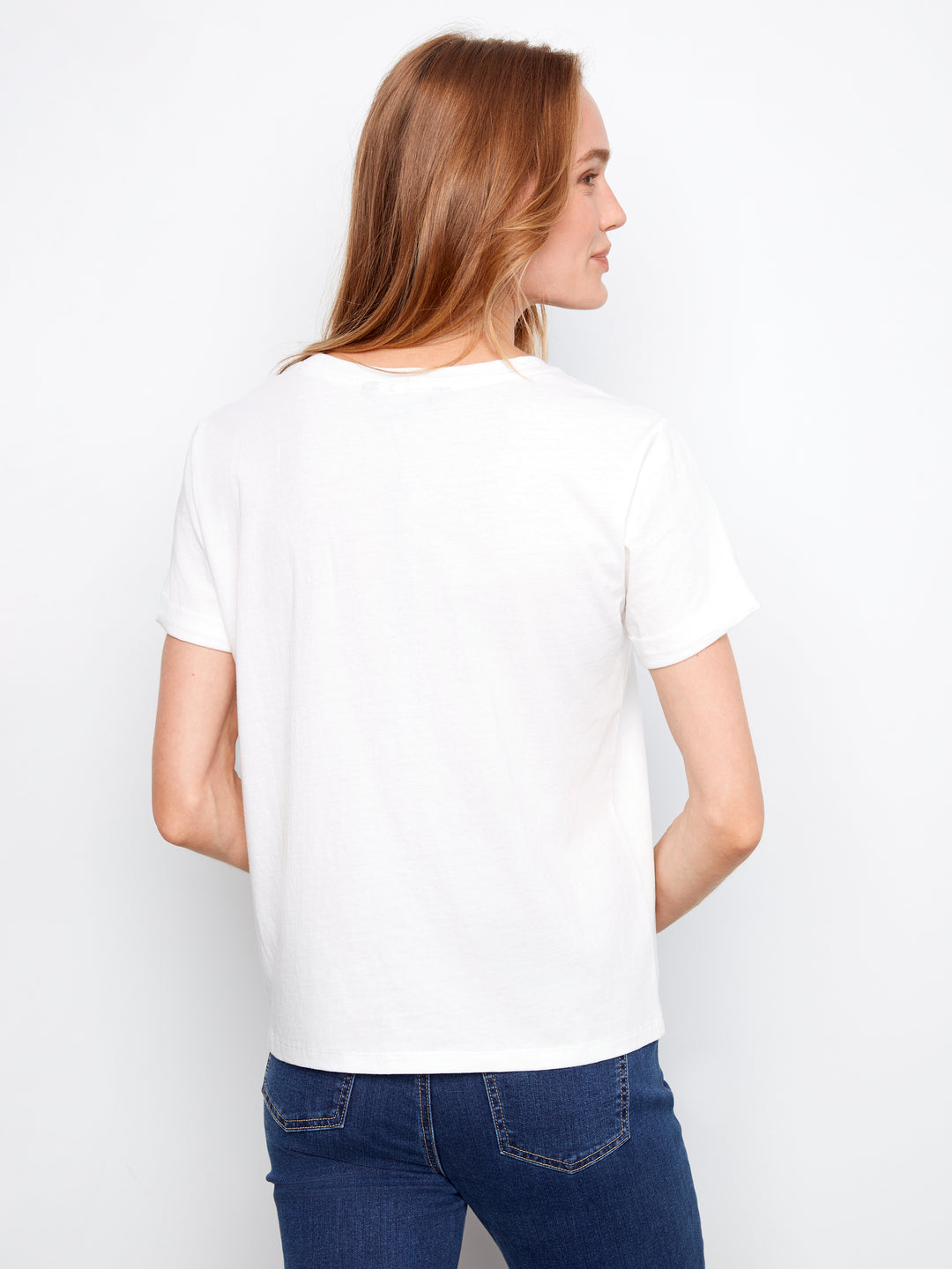 Embroidered Hearts Cotton Jersey T-Shirt