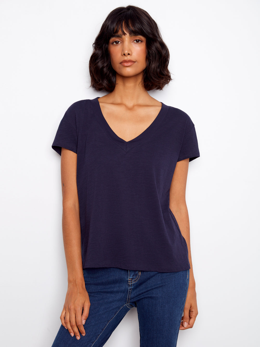 Organic Cotton Drop Shoulder V-Neck T-Shirt