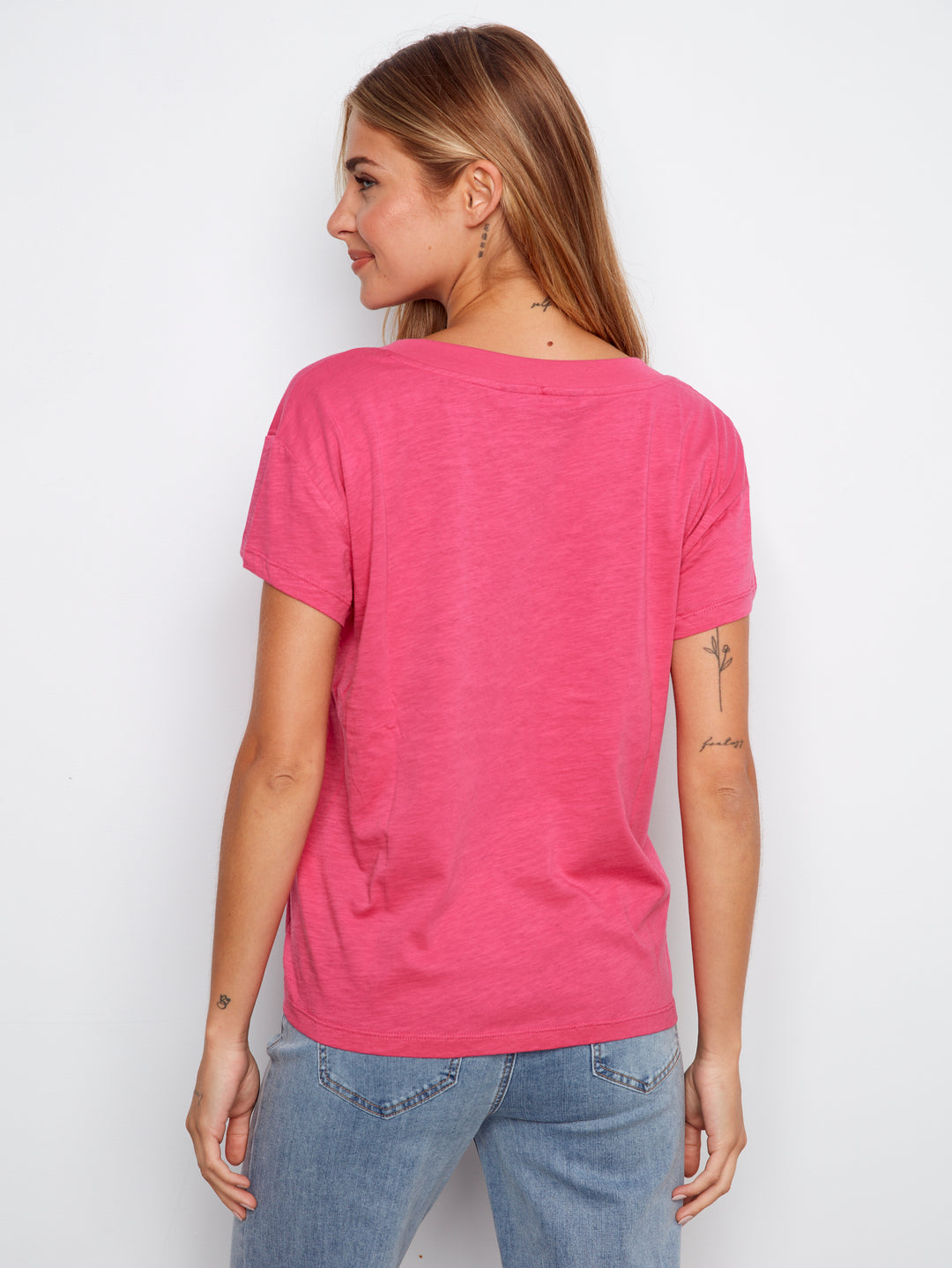 Organic Cotton Drop Shoulder V-Neck T-Shirt