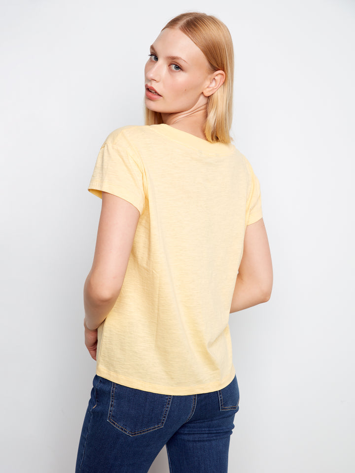 Organic Cotton Drop Shoulder V-Neck T-Shirt