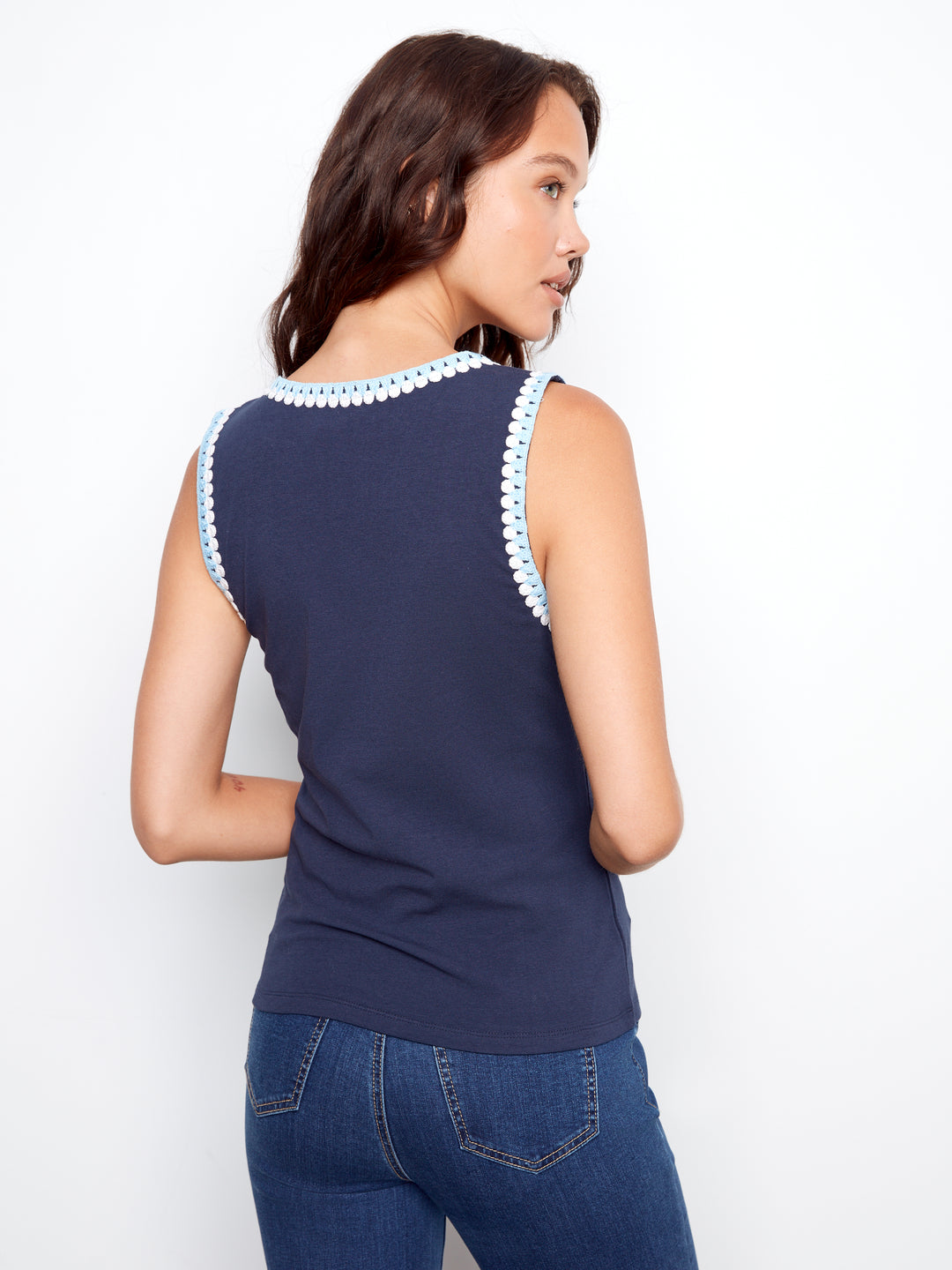 Knit Tank Top With Crochet Detail
