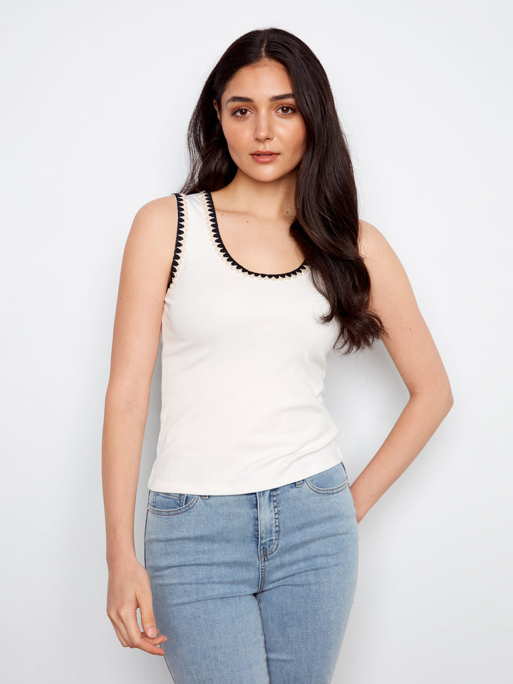 Knit Tank Top With Crochet Detail