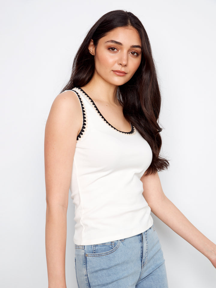 Knit Tank Top With Crochet Detail