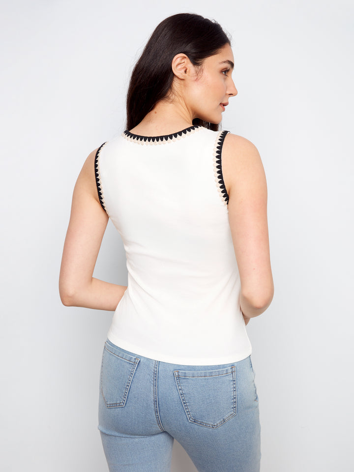 Knit Tank Top With Crochet Detail