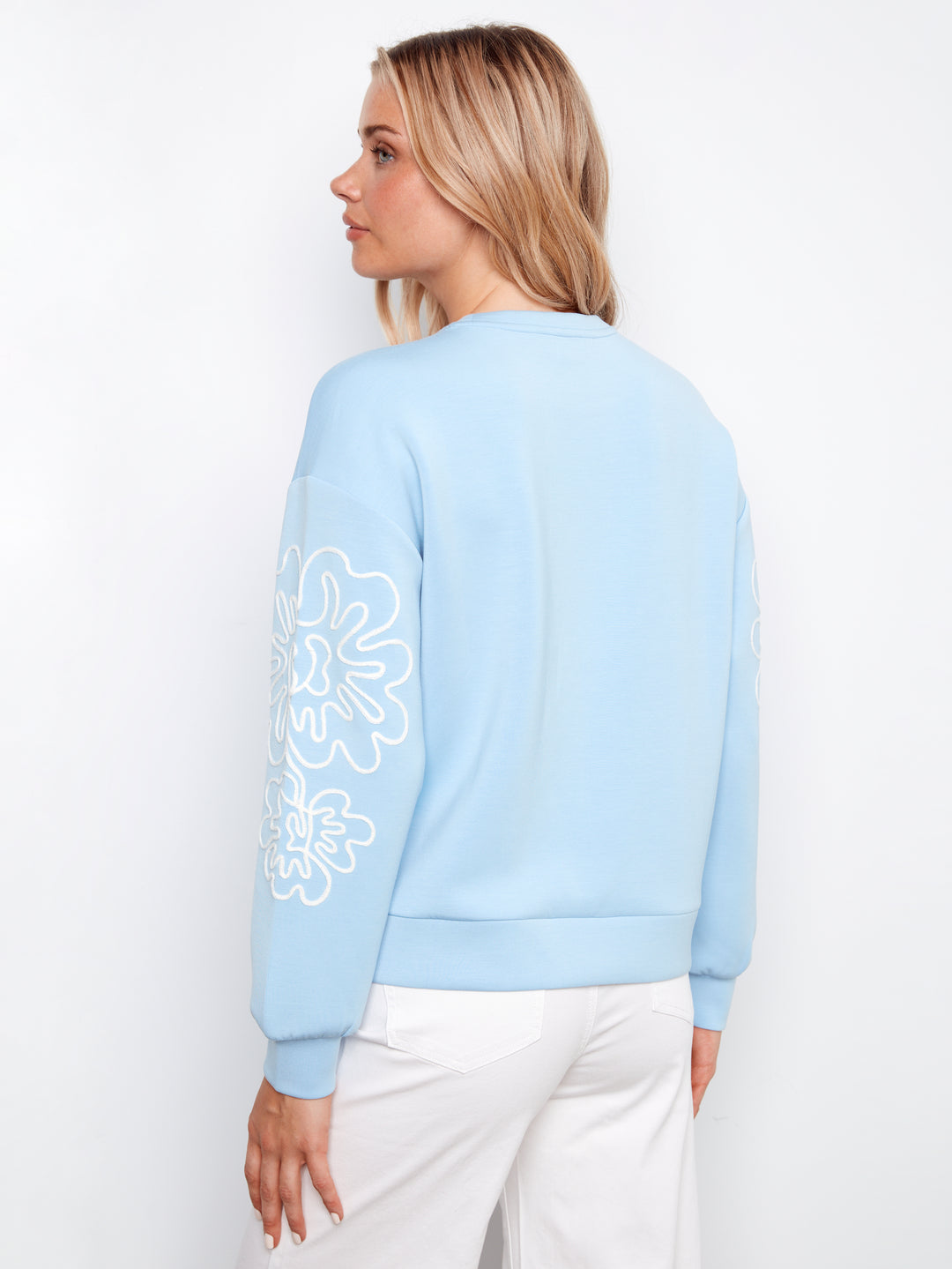 Long Sleeve Scuba Top With Soutache Detail