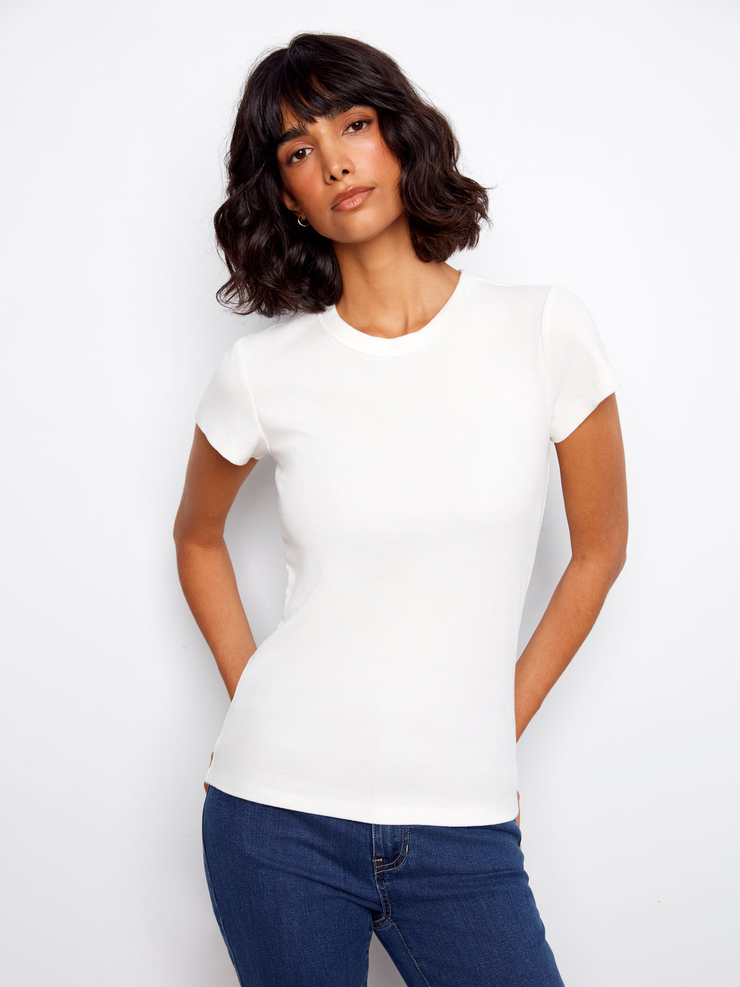 Tencel Ribbed Crew Neck T-Shirt