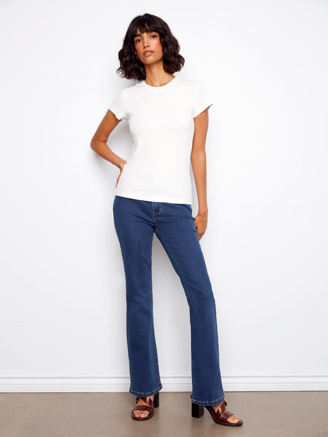 Tencel Ribbed Crew Neck T-Shirt