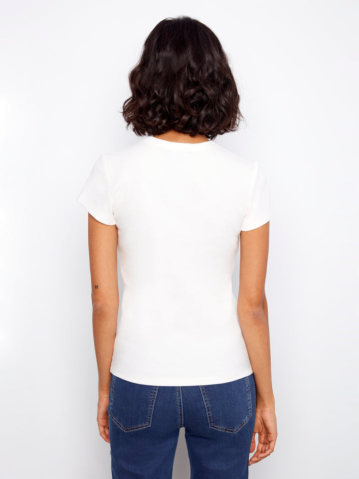 Tencel Ribbed Crew Neck T-Shirt