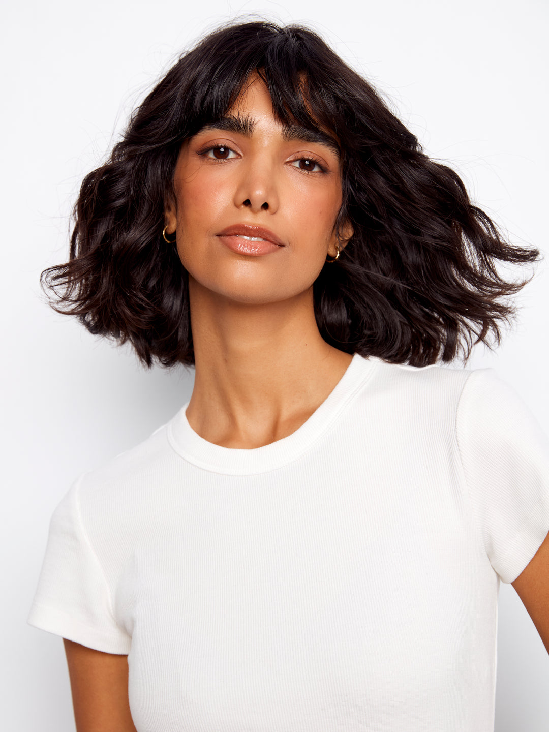 Tencel Ribbed Crew Neck T-Shirt