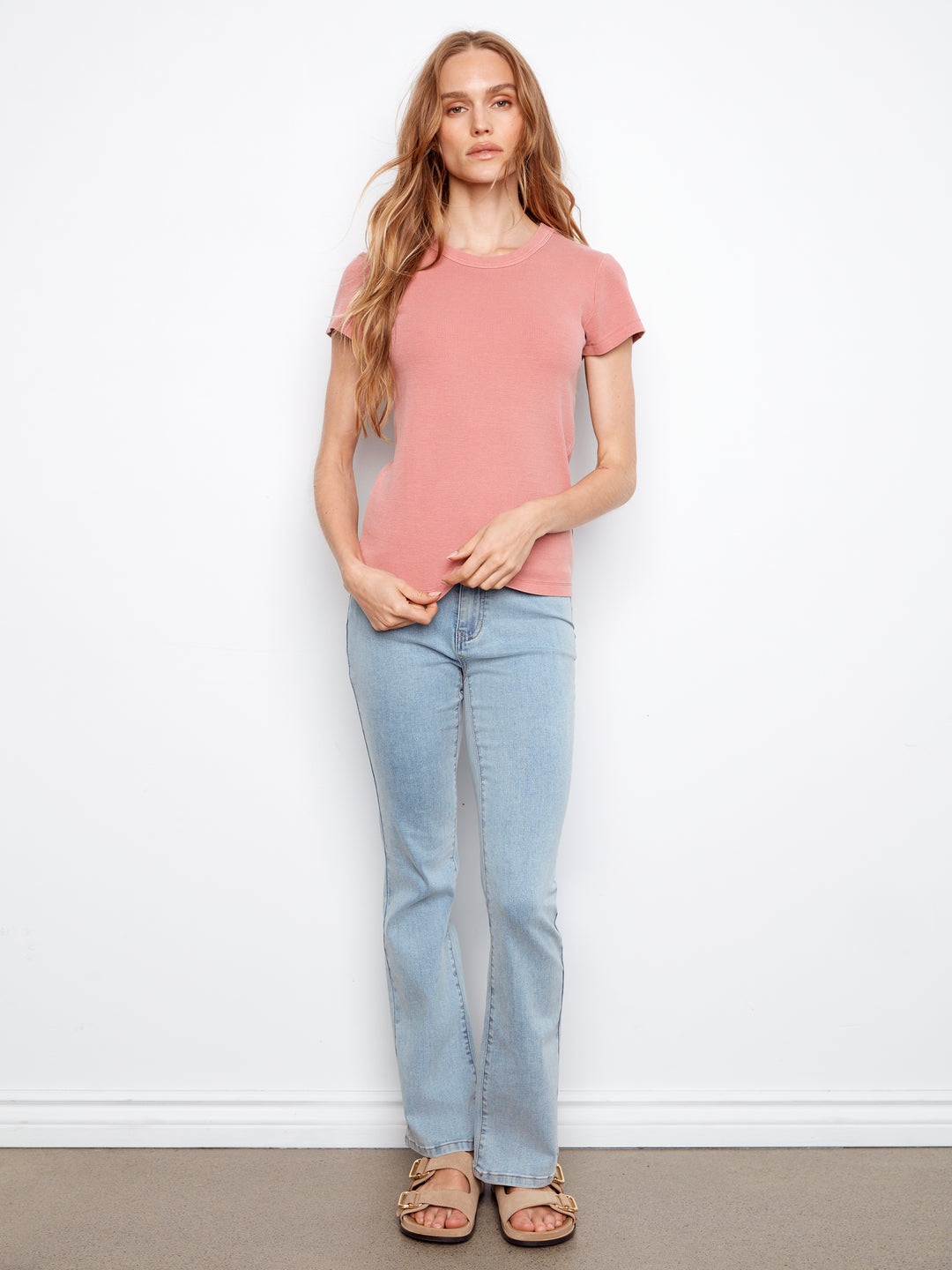 Tencel Ribbed Crew Neck T-Shirt