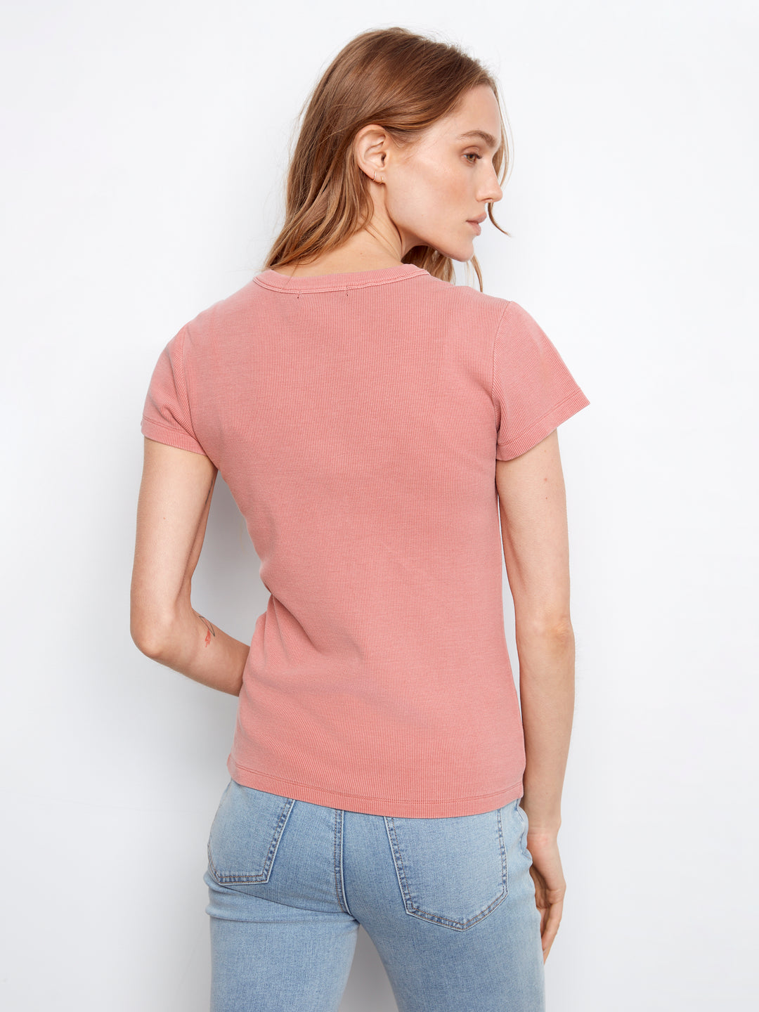 Tencel Ribbed Crew Neck T-Shirt