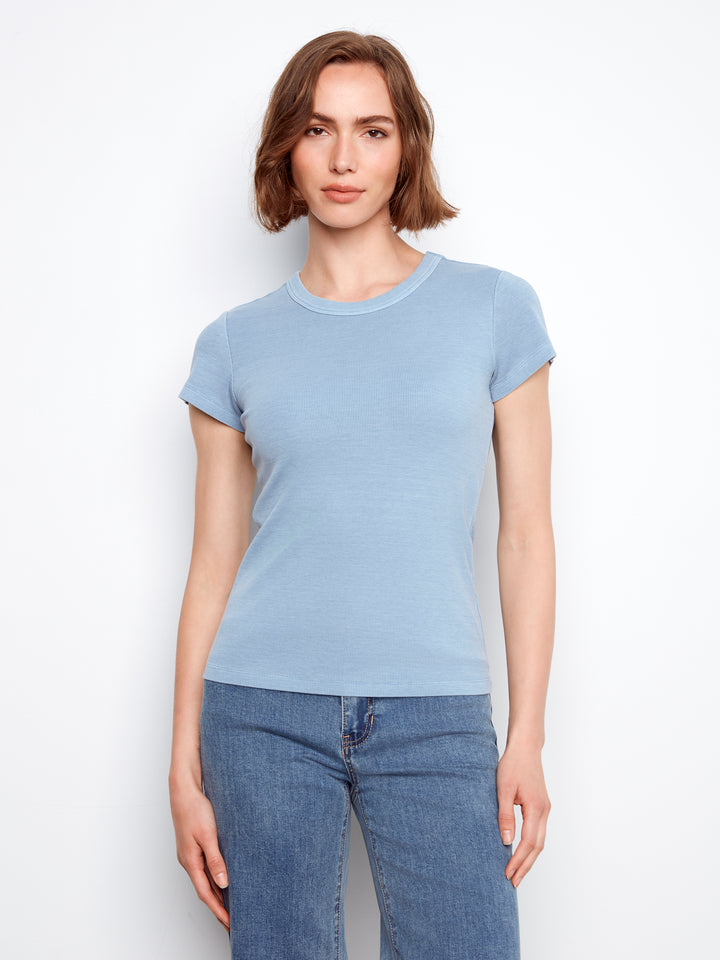 Tencel Ribbed Crew Neck T-Shirt