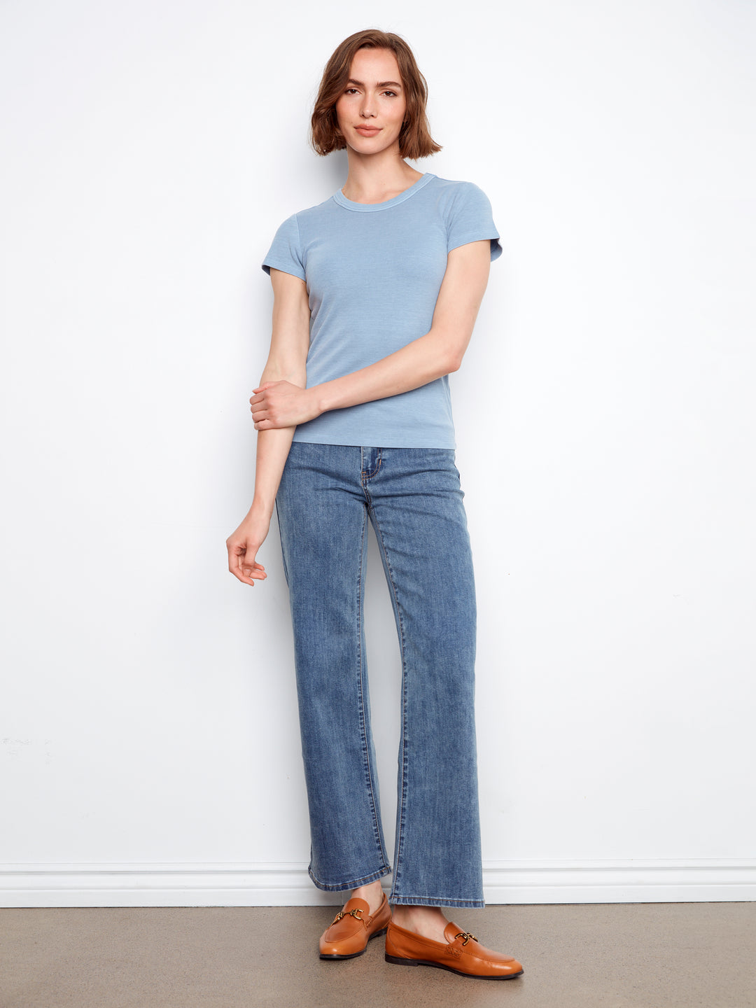 Tencel Ribbed Crew Neck T-Shirt