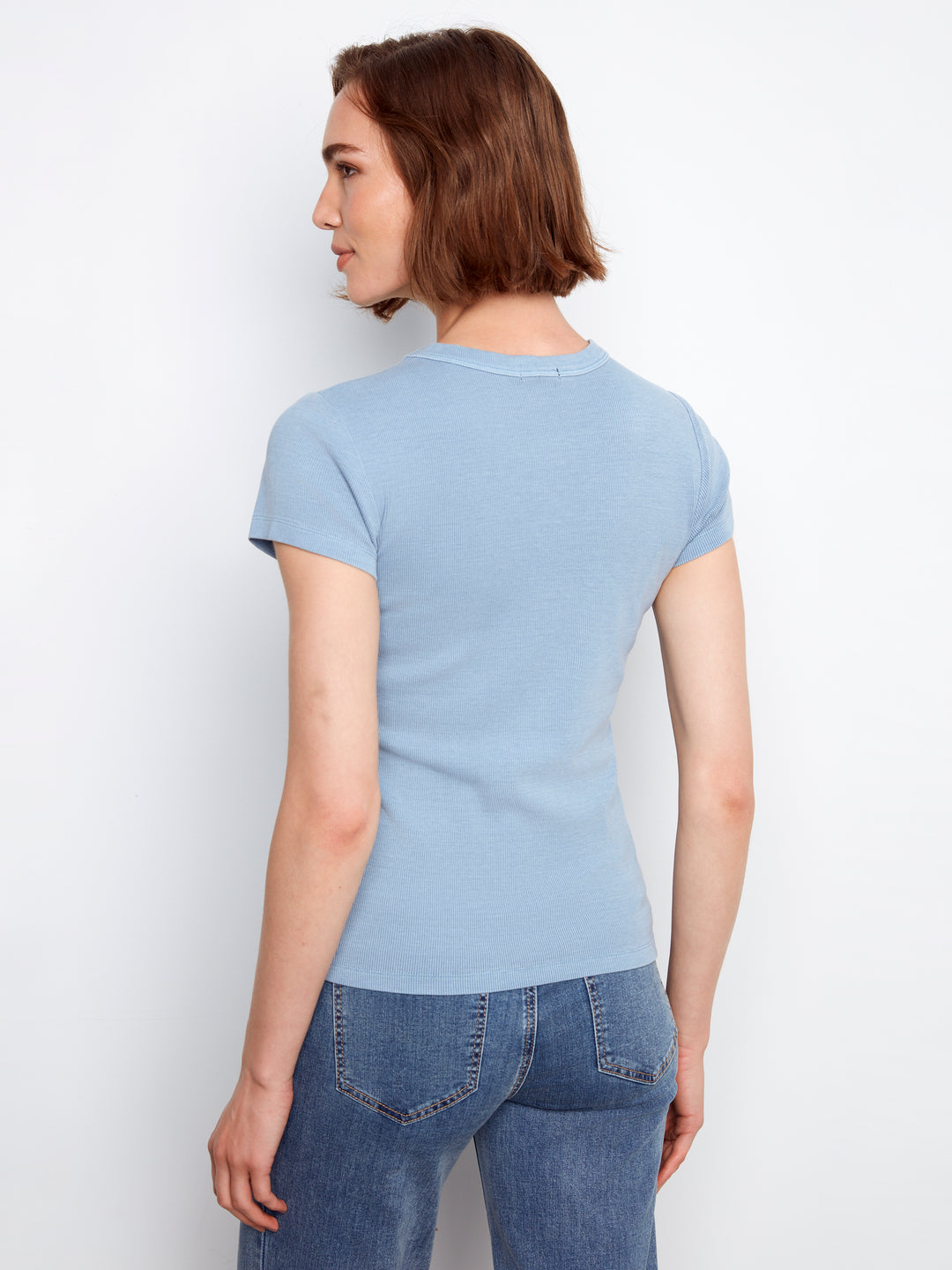 Tencel Ribbed Crew Neck T-Shirt