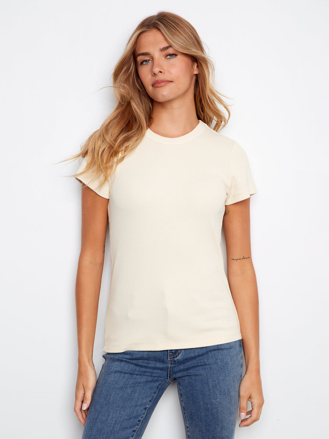 Tencel Ribbed Crew Neck T-Shirt