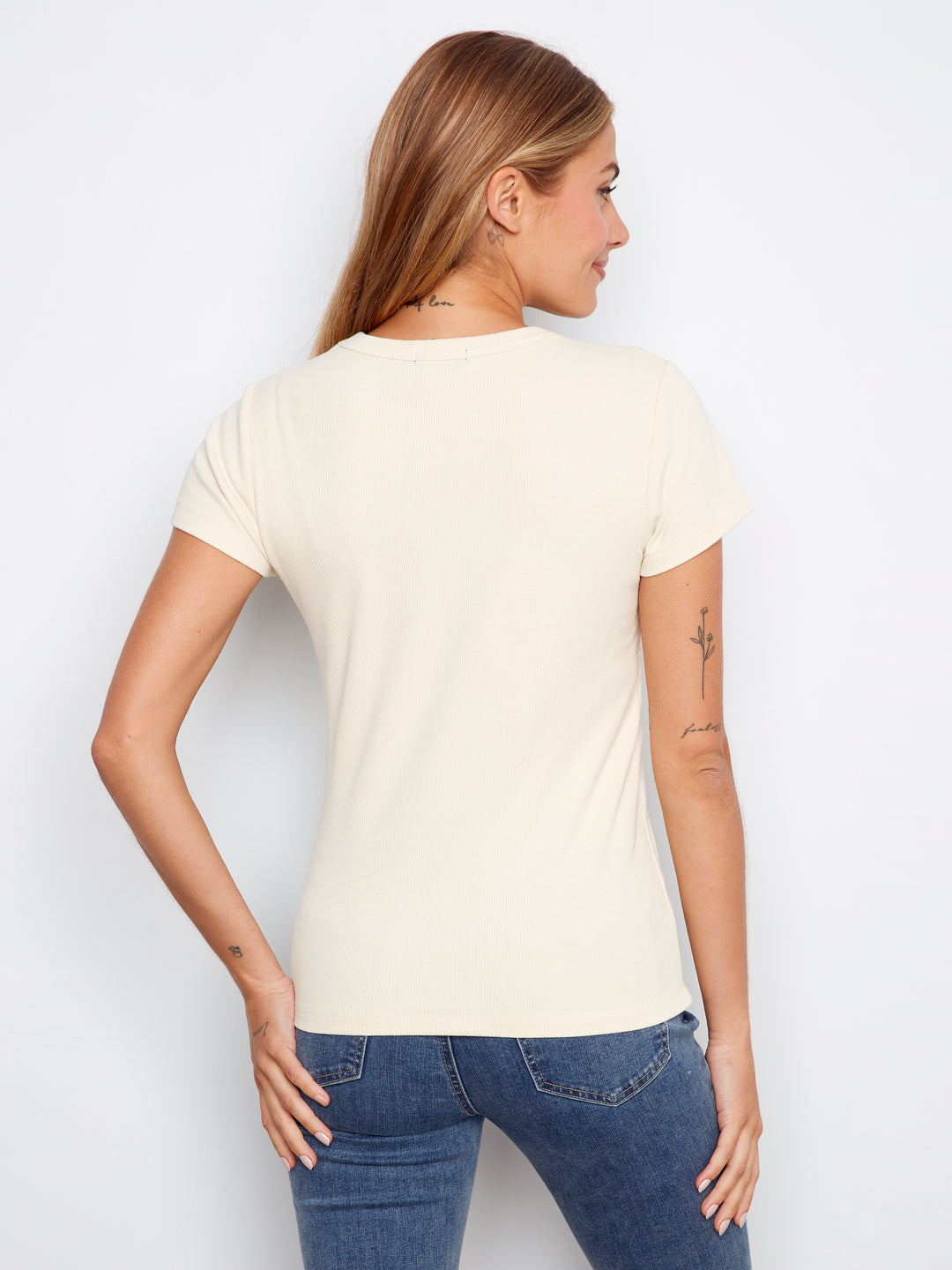 Tencel Ribbed Crew Neck T-Shirt