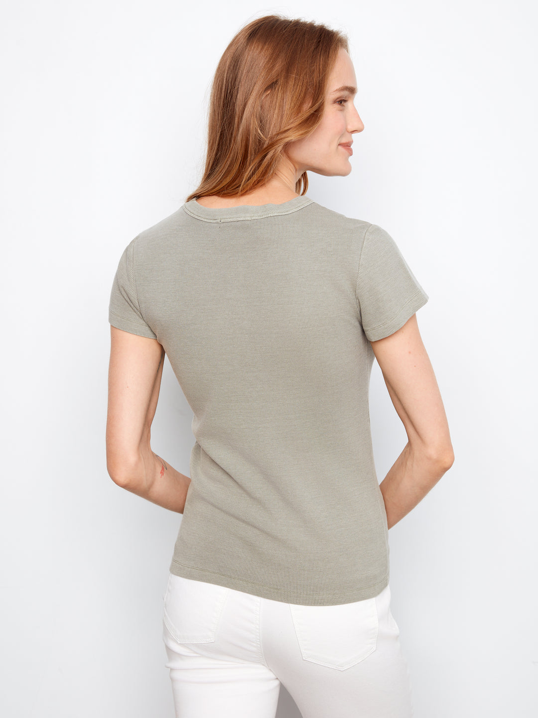 Tencel Ribbed Crew Neck T-Shirt