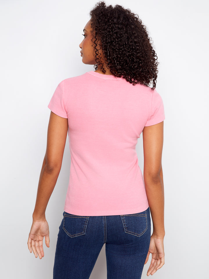 Tencel Ribbed Crew Neck T-Shirt