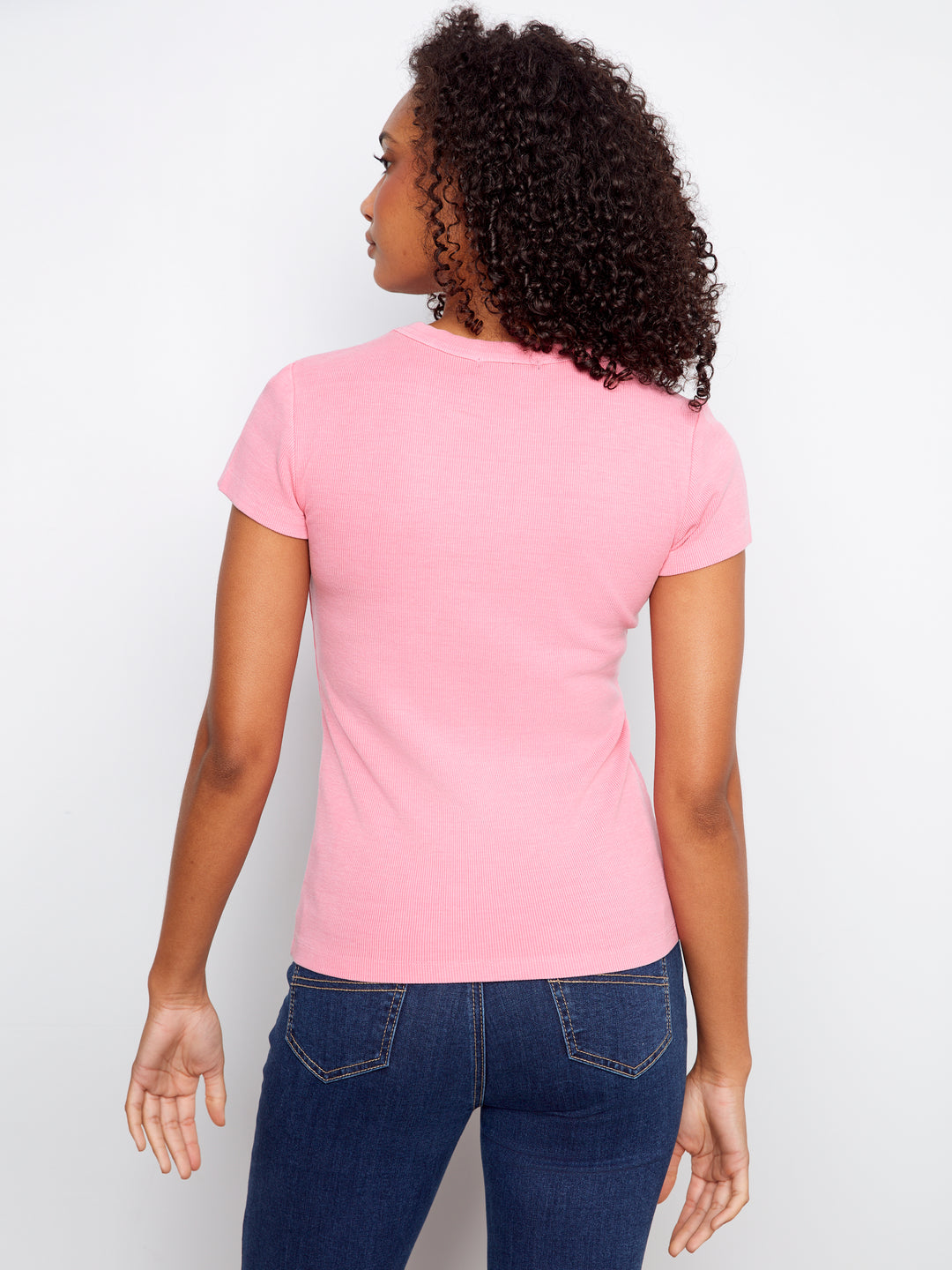 Tencel Ribbed Crew Neck T-Shirt