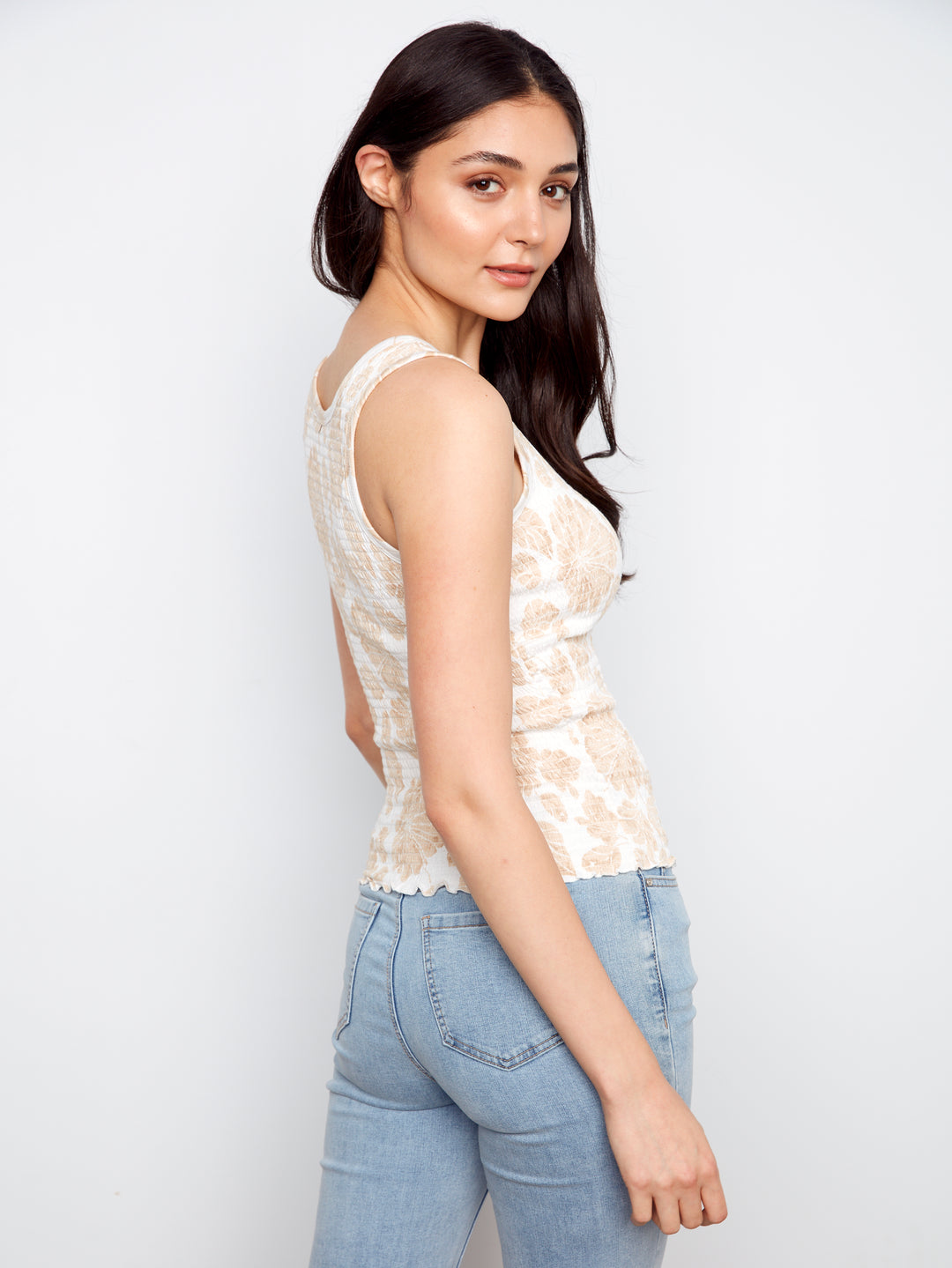 Printed Smocked Tank Top
