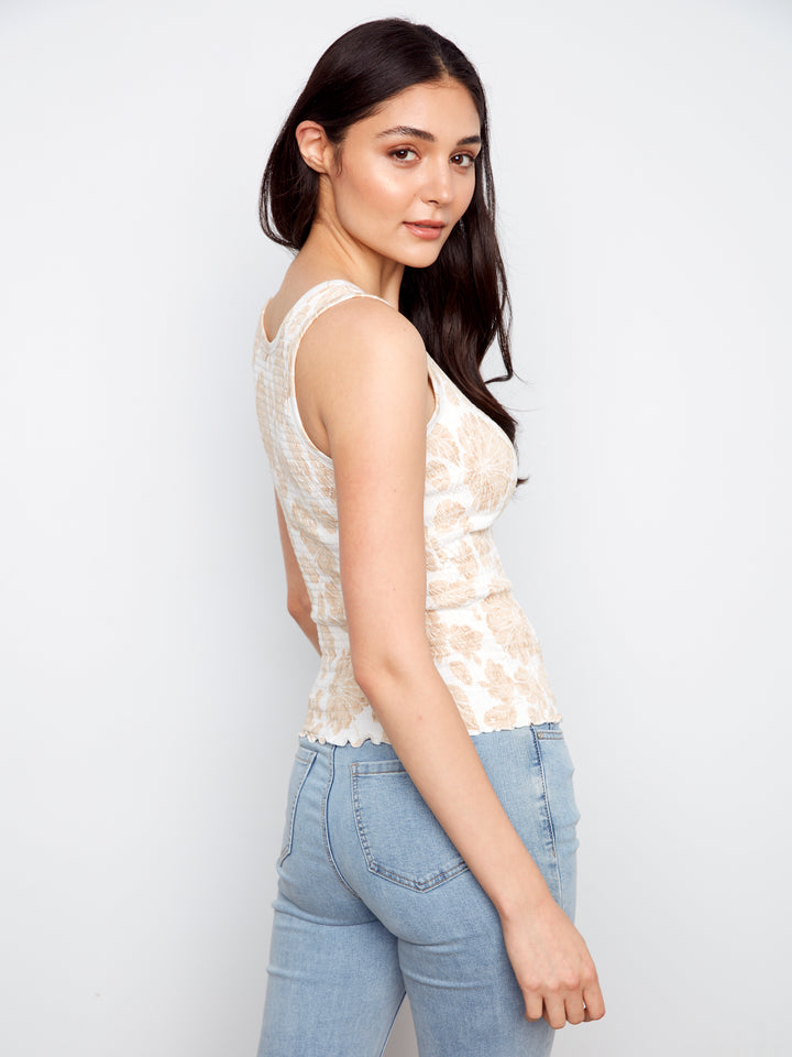 Printed Smocked Tank Top