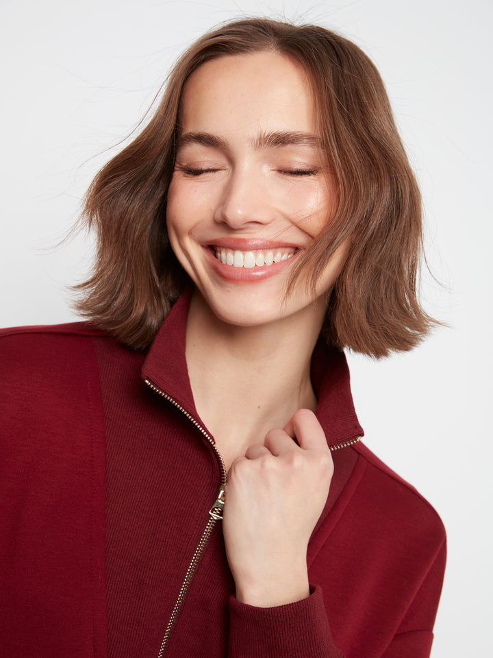 Long Sleeve Half-Zip High Collar Sweatshirt