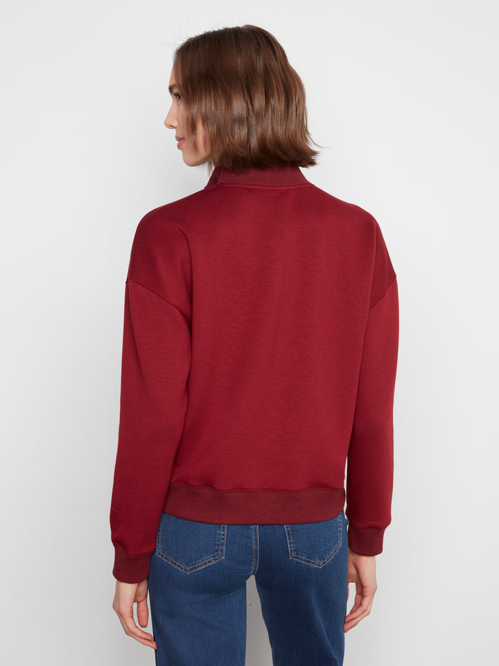 Long Sleeve Half-Zip High Collar Sweatshirt