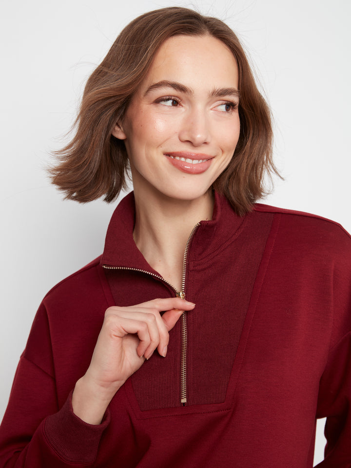Long Sleeve Half-Zip High Collar Sweatshirt