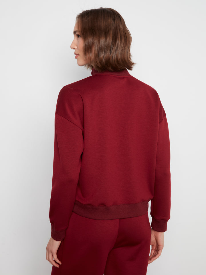 Long Sleeve Half-Zip High Collar Sweatshirt