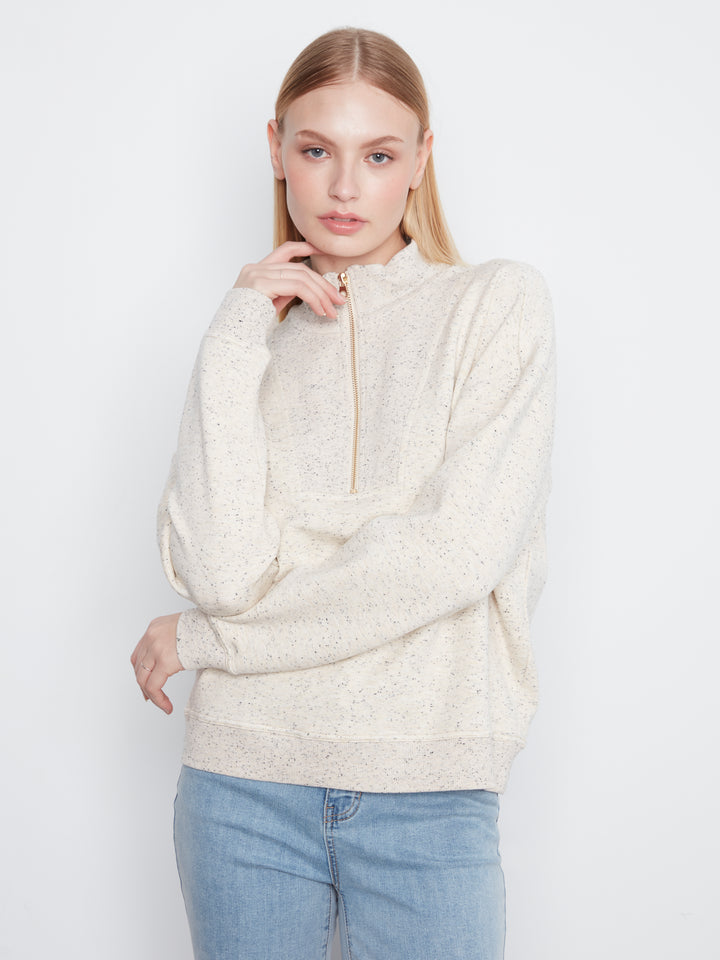 Long Sleeve Half-Zip High Collar Sweatshirt