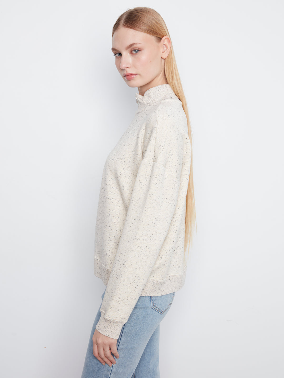 Long Sleeve Half-Zip High Collar Sweatshirt