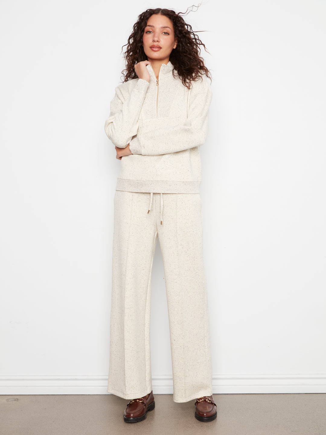 Long Sleeve Half-Zip High Collar Sweatshirt
