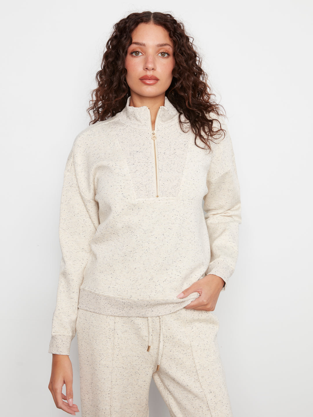 Long Sleeve Half-Zip High Collar Sweatshirt